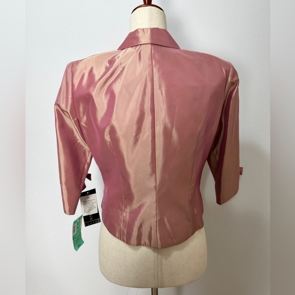 Vtg JS Collections Petite Women’s 10P Crop Jacket Blazer Pink Satin Iridescent - Picture 5 of 9